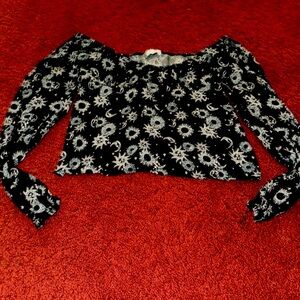 Sun, Moon, and Stars Print Long-sleeved Shirt (hangs off shoulders)